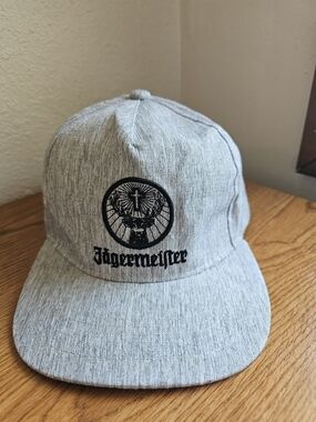 NWOT Jägermeister Grey Snapback Hat with Embroidered Logo Adult Adjustable